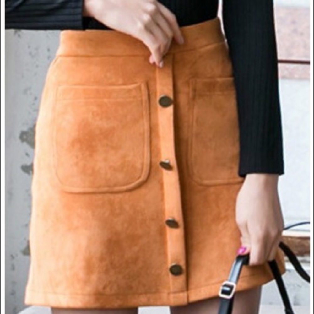 Burnt Orange Faux Suede Skirt